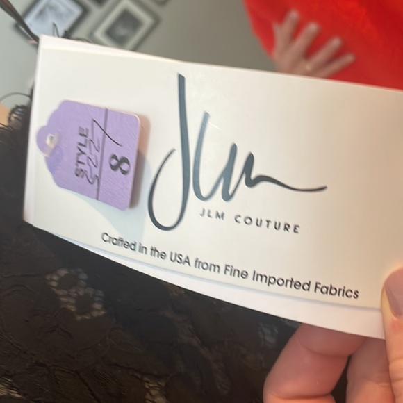 Jim Hjelm Couture - Size 8 - Black Chiffon and Lace Bodice Dress/Gown - Picture 3 of 4